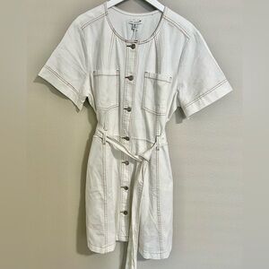 NWT Free Assembly Cream Utility Button-Down Belted Mini Dress
